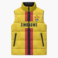 Zimbabwe Football Custom Sleeveless Puffer Jacket The Warriors with Zimbabwe Bird - Wonder Print Shop