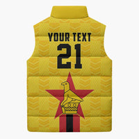 Zimbabwe Football Custom Sleeveless Puffer Jacket The Warriors with Zimbabwe Bird - Wonder Print Shop