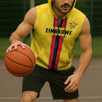Zimbabwe Football Custom Sleeveless Zip Hoodie The Warriors with Zimbabwe Bird - Wonder Print Shop