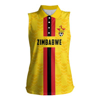 Zimbabwe Football Custom Women Sleeveless Polo Shirt The Warriors with Zimbabwe Bird - Wonder Print Shop