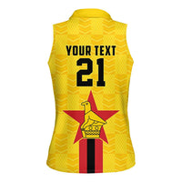 Zimbabwe Football Custom Women Sleeveless Polo Shirt The Warriors with Zimbabwe Bird - Wonder Print Shop