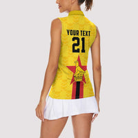 Zimbabwe Football Custom Women Sleeveless Polo Shirt The Warriors with Zimbabwe Bird - Wonder Print Shop