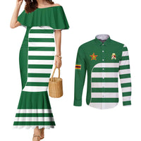 Zimbabwe Rugby Couples Matching Mermaid Dress and Long Sleeve Button Shirt One For The History Sables - Wonder Print Shop