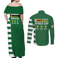 Zimbabwe Rugby Couples Matching Off Shoulder Maxi Dress and Long Sleeve Button Shirt One For The History Sables - Wonder Print Shop