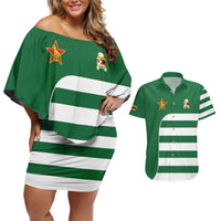 Zimbabwe Rugby Couples Matching Off Shoulder Short Dress and Hawaiian Shirt One For The History Sables - Wonder Print Shop