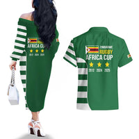 Zimbabwe Rugby Couples Matching Off The Shoulder Long Sleeve Dress and Hawaiian Shirt One For The History Sables - Wonder Print Shop