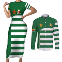 Zimbabwe Rugby Couples Matching Short Sleeve Bodycon Dress and Long Sleeve Button Shirt One For The History Sables - Wonder Print Shop