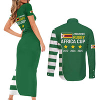 Zimbabwe Rugby Couples Matching Short Sleeve Bodycon Dress and Long Sleeve Button Shirt One For The History Sables - Wonder Print Shop