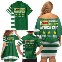 Zimbabwe Rugby Family Matching Off Shoulder Short Dress and Hawaiian Shirt One For The History Sables - Wonder Print Shop