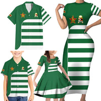 Zimbabwe Rugby Family Matching Short Sleeve Bodycon Dress and Hawaiian Shirt One For The History Sables - Wonder Print Shop
