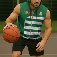 Zimbabwe Rugby Sleeveless Zip Hoodie One For The History Sables - Wonder Print Shop