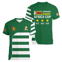 Zimbabwe Rugby Women V-Neck T-Shirt One For The History Sables - Wonder Print Shop