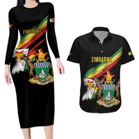 Zimbabwe Wings Flag Couples Matching Long Sleeve Bodycon Dress and Hawaiian Shirt Proudly Zimbabwean - Wonder Print Shop