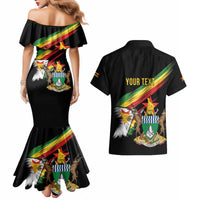 Zimbabwe Wings Flag Couples Matching Mermaid Dress and Hawaiian Shirt Proudly Zimbabwean - Wonder Print Shop