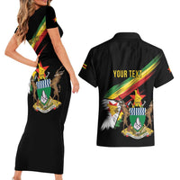 Zimbabwe Wings Flag Couples Matching Short Sleeve Bodycon Dress and Hawaiian Shirt Proudly Zimbabwean - Wonder Print Shop