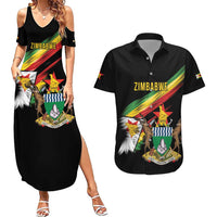 Zimbabwe Wings Flag Couples Matching Summer Maxi Dress and Hawaiian Shirt Proudly Zimbabwean - Wonder Print Shop