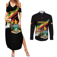 Zimbabwe Wings Flag Couples Matching Summer Maxi Dress and Long Sleeve Button Shirt Proudly Zimbabwean - Wonder Print Shop