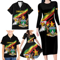 Zimbabwe Wings Flag Family Matching Long Sleeve Bodycon Dress and Hawaiian Shirt Proudly Zimbabwean - Wonder Print Shop