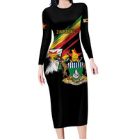 Zimbabwe Wings Flag Family Matching Long Sleeve Bodycon Dress and Hawaiian Shirt Proudly Zimbabwean - Wonder Print Shop