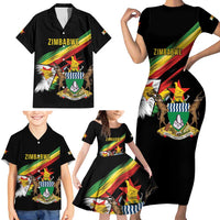 Zimbabwe Wings Flag Family Matching Short Sleeve Bodycon Dress and Hawaiian Shirt Proudly Zimbabwean - Wonder Print Shop