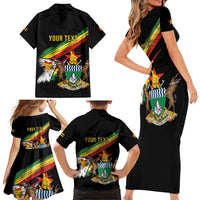 Zimbabwe Wings Flag Family Matching Short Sleeve Bodycon Dress and Hawaiian Shirt Proudly Zimbabwean - Wonder Print Shop