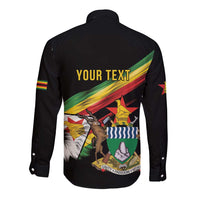 Zimbabwe Wings Flag Long Sleeve Button Shirt Proudly Zimbabwean - Wonder Print Shop