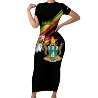 Zimbabwe Wings Flag Short Sleeve Bodycon Dress Proudly Zimbabwean - Wonder Print Shop