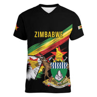 Zimbabwe Wings Flag Women V-Neck T-Shirt Proudly Zimbabwean - Wonder Print Shop