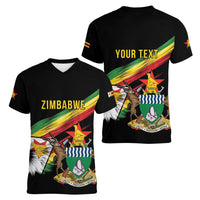 Zimbabwe Wings Flag Women V-Neck T-Shirt Proudly Zimbabwean - Wonder Print Shop