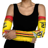 Uganda Cricket Custom Arm Sleeves Cranes Cricket Ball Fire - Wonder Print Shop
