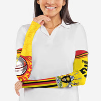 Uganda Cricket Custom Arm Sleeves Cranes Cricket Ball Fire - Wonder Print Shop