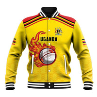 Uganda Cricket Custom Baseball Jacket Cranes Cricket Ball Fire - Wonder Print Shop