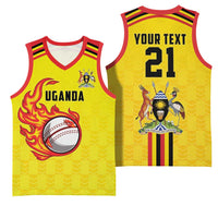 Uganda Cricket Custom Basketball Jersey Cranes Cricket Ball Fire - Wonder Print Shop