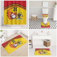 Uganda Cricket Custom Bathroom Set Cranes Cricket Ball Fire - Wonder Print Shop