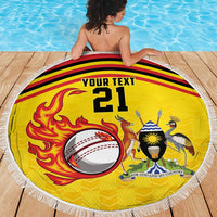 Uganda Cricket Custom Beach Blanket Cranes Cricket Ball Fire - Wonder Print Shop