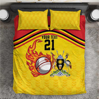 Uganda Cricket Custom Bedding Set Cranes Cricket Ball Fire - Wonder Print Shop