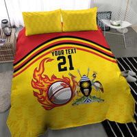 Uganda Cricket Custom Bedding Set Cranes Cricket Ball Fire - Wonder Print Shop