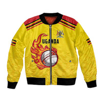 Uganda Cricket Custom Bomber Jacket Cranes Cricket Ball Fire - Wonder Print Shop