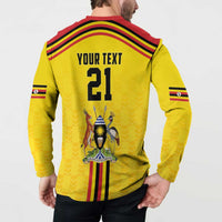 Uganda Cricket Custom Button Sweatshirt Cranes Cricket Ball Fire - Wonder Print Shop