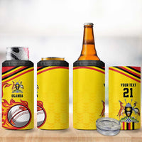 Uganda Cricket Custom 4 in 1 Can Cooler Tumbler Cranes Cricket Ball Fire - Wonder Print Shop