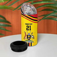 Uganda Cricket Custom 4 in 1 Can Cooler Tumbler Cranes Cricket Ball Fire - Wonder Print Shop