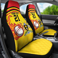 Uganda Cricket Custom Car Seat Cover Cranes Cricket Ball Fire - Wonder Print Shop
