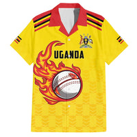 Uganda Cricket Custom Family Matching Off The Shoulder Long Sleeve Dress and Hawaiian Shirt Cranes Cricket Ball Fire - Wonder Print Shop