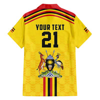 Uganda Cricket Custom Family Matching Off Shoulder Short Dress and Hawaiian Shirt Cranes Cricket Ball Fire - Wonder Print Shop