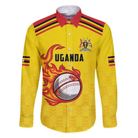 Uganda Cricket Custom Family Matching Puletasi and Hawaiian Shirt Cranes Cricket Ball Fire - Wonder Print Shop