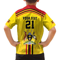 Uganda Cricket Custom Family Matching Short Sleeve Bodycon Dress and Hawaiian Shirt Cranes Cricket Ball Fire - Wonder Print Shop