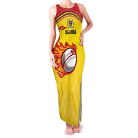 Uganda Cricket Custom Family Matching Tank Maxi Dress and Hawaiian Shirt Cranes Cricket Ball Fire - Wonder Print Shop