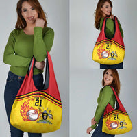Uganda Cricket Custom Grocery Bag Cranes Cricket Ball Fire - Wonder Print Shop