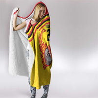 Uganda Cricket Custom Hooded Blanket Cranes Cricket Ball Fire - Wonder Print Shop