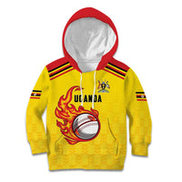 Uganda Cricket Custom Kid Hoodie Cranes Cricket Ball Fire - Wonder Print Shop